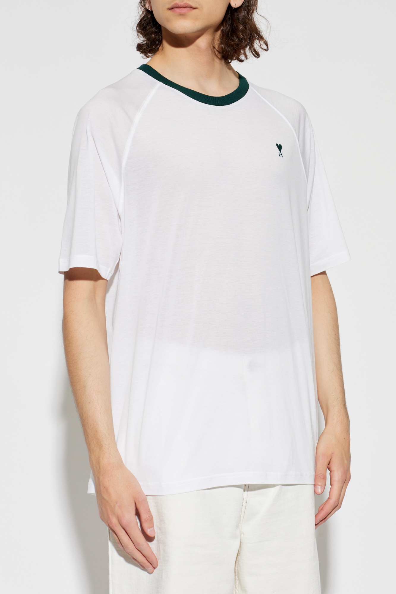 White T-shirt with embroidered logo Ami Alexandre Mattiussi